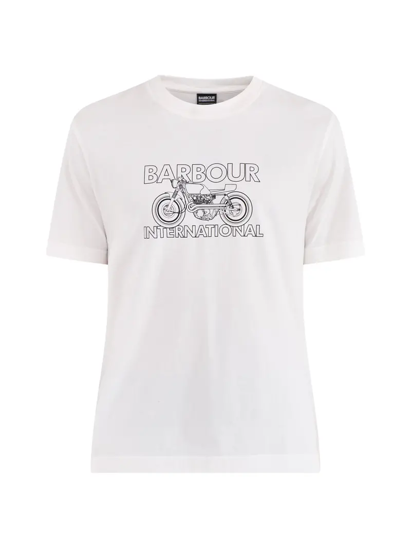 Motorbike Graphic Cotton T-Shirt Cream 1