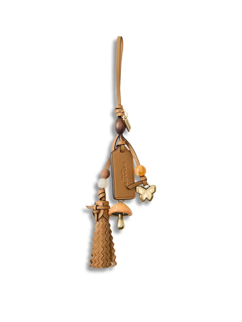 Mushroom Heritage Leather Bag Charm Brown 1