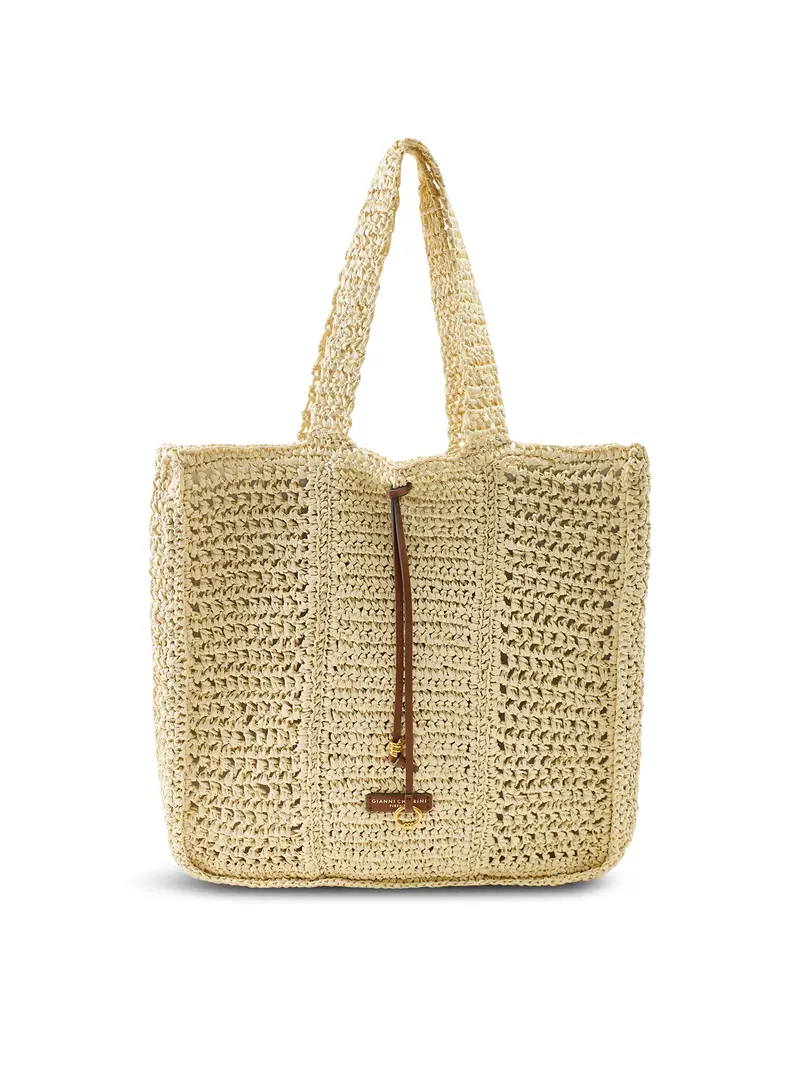 Nefeli Square Paper Tote Bag Cream 1