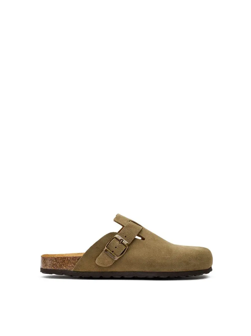Nye Footbed Mule Sandals Khaki Green 1