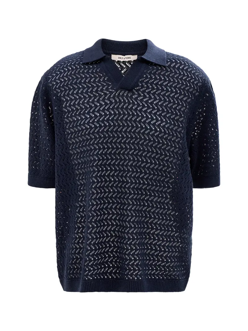 Nyle Split Polo Shirt Navy 1