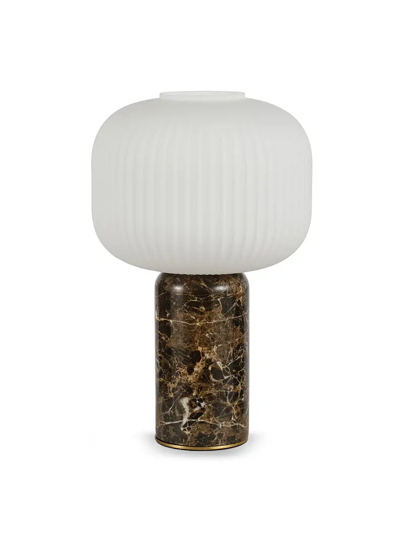 Opal Lantern Table Lamp Cocoa Marble 1
