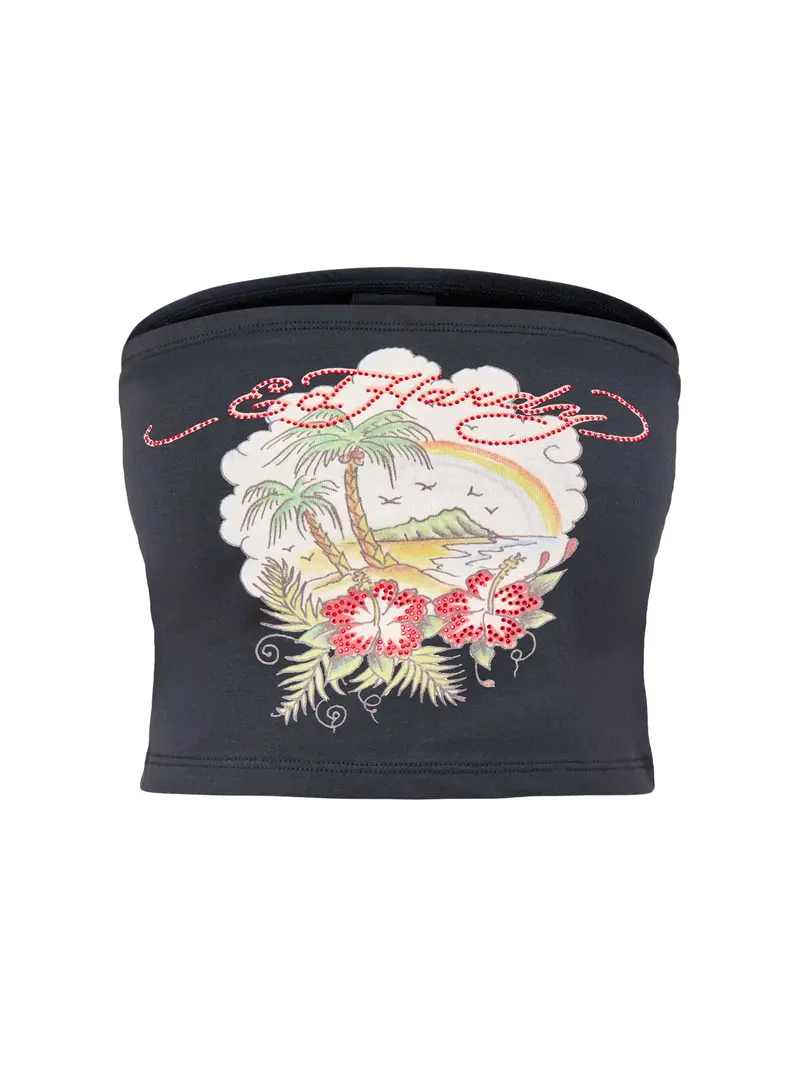 Paradise Tattoo Bandeau Top Black 1