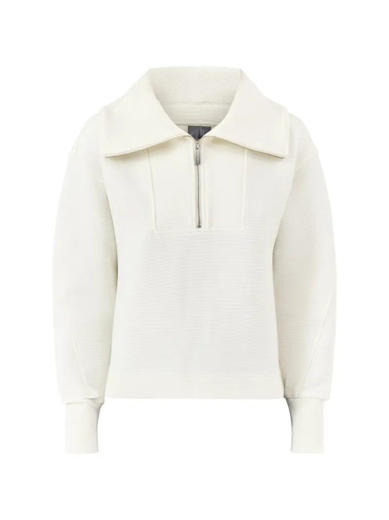 Peaceful Rib Half Zip Sweatshirt White 1