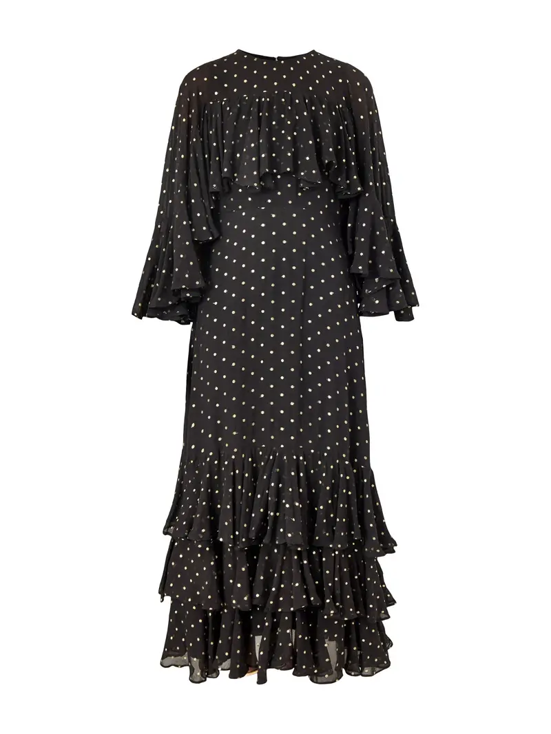 Petula Gold Dot Caped Maxi Gold 1