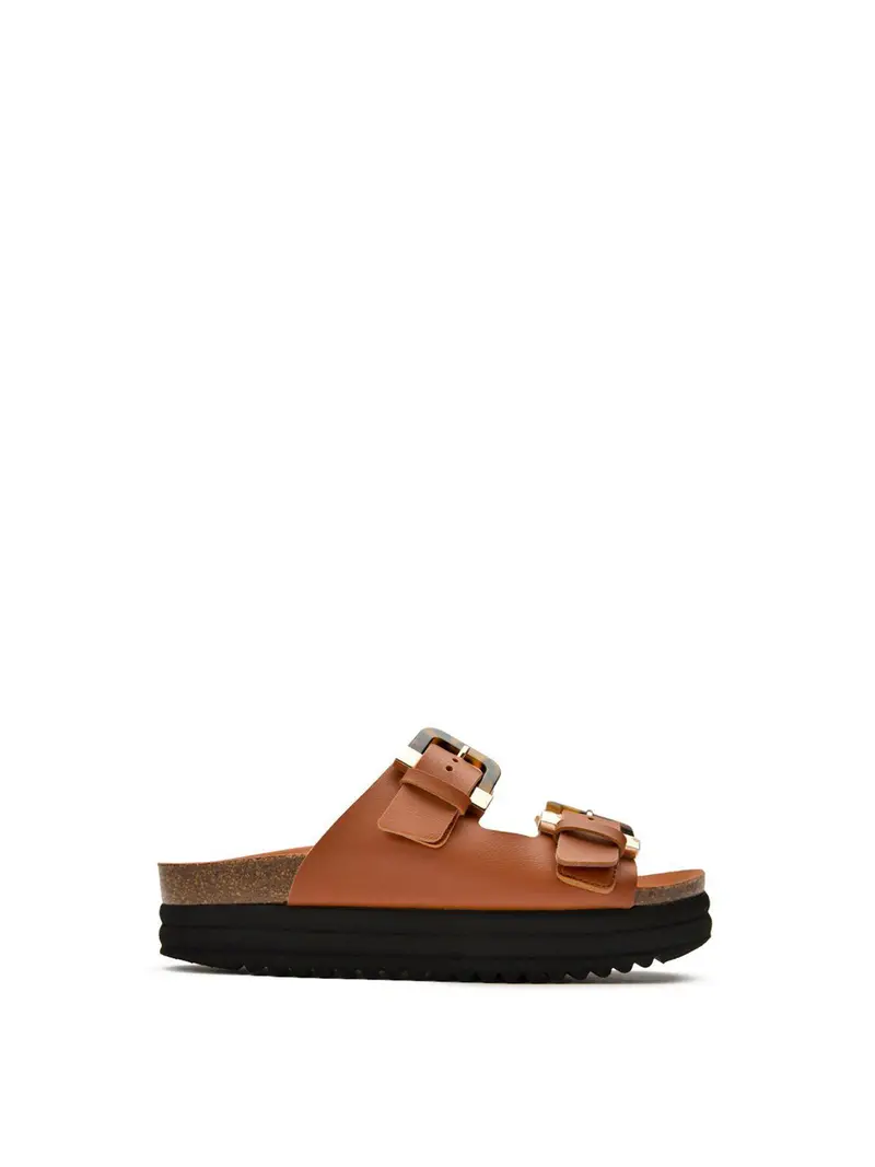 Plum Footbed Sandals Brown 1