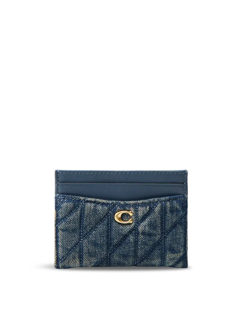 Quilted Denim Card Case Blue 1