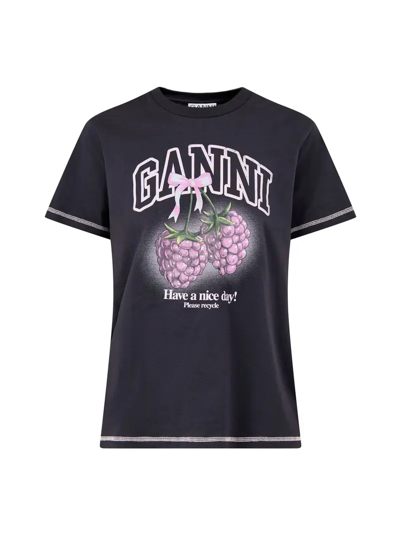 Raspberry Print T-Shirt Black 1
