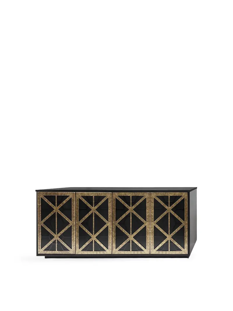 Reeno Fretwork Buffet Sideboard Black 1