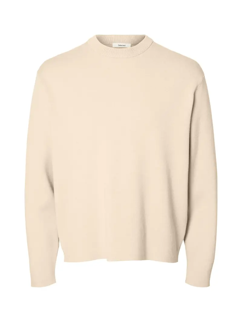 Relaxed Crew Neck Sweatshirt Cream 1
