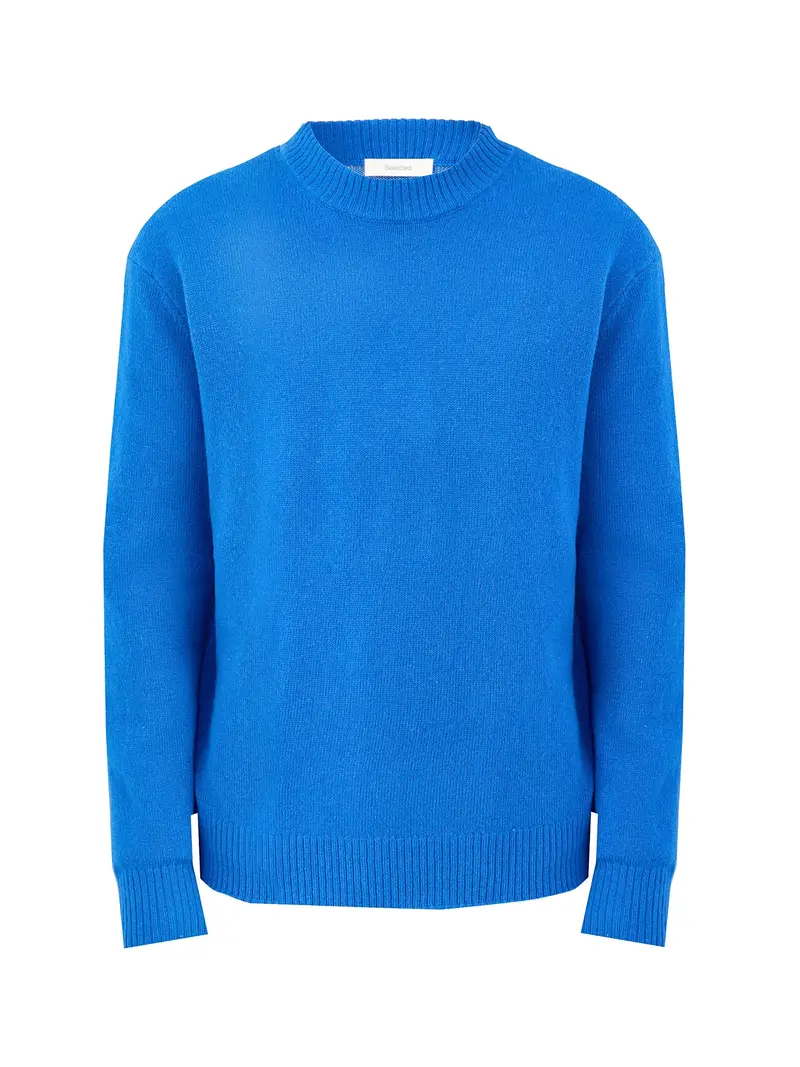 Relaxed Wool Knit Jumper Blue 1