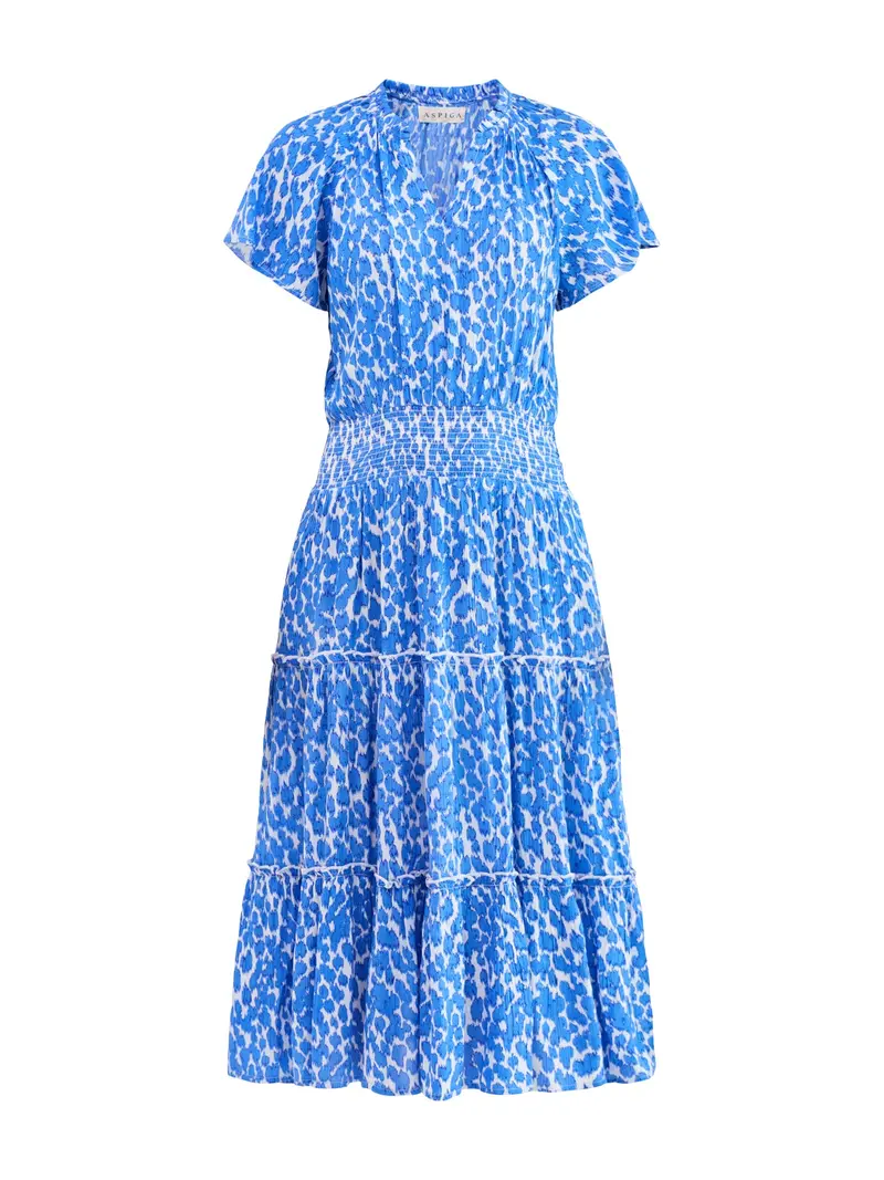 Riley Viscose Crinkle Midi Dress Blue 1