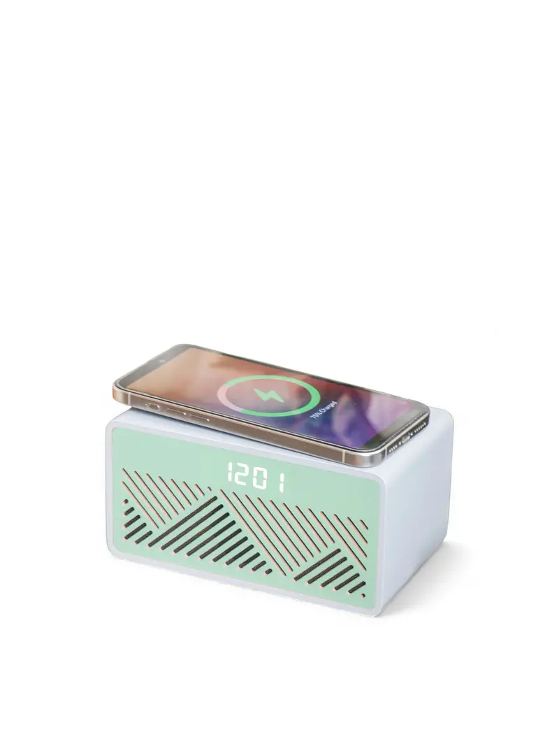 Rise Mix Wireless Charger And Bluetooth Speaker Green & Grey 1