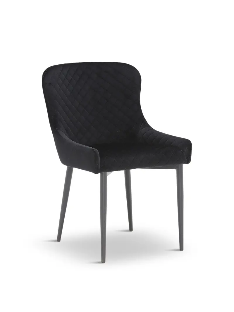 Rivington Velvet Quilted Dining Chair Black 1
