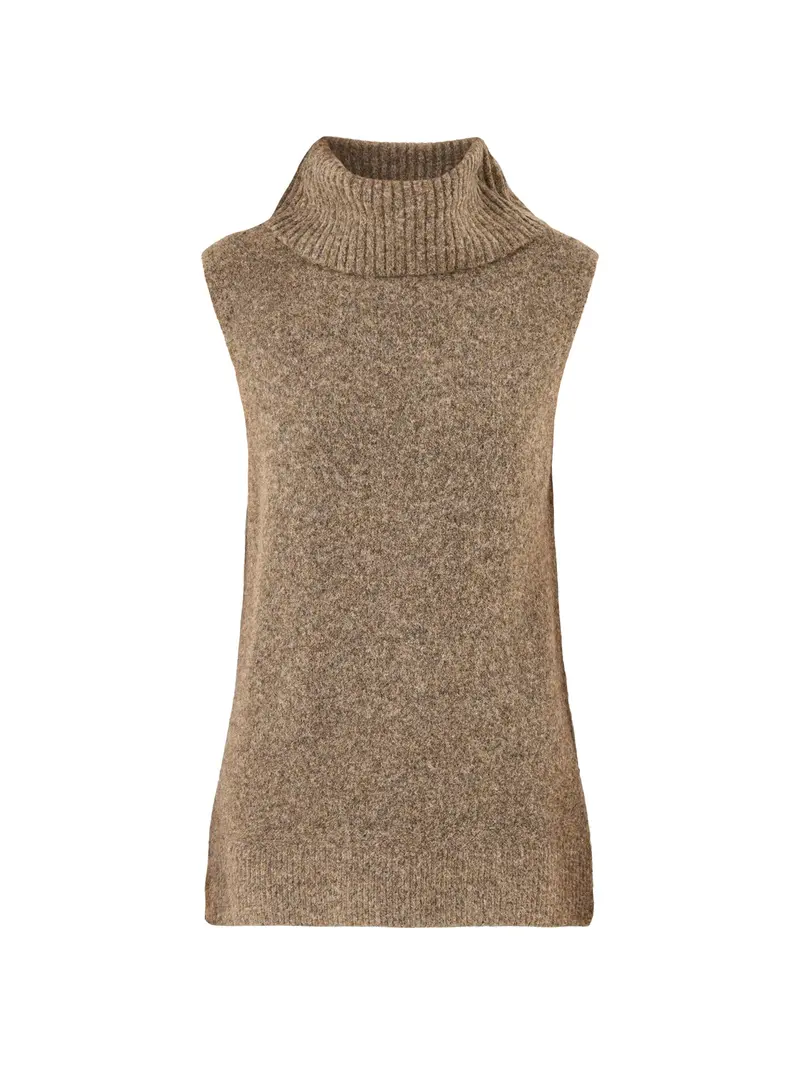 Roll Neck Vest Brown 1