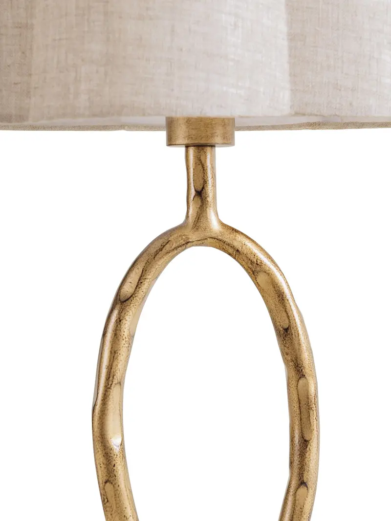 Ronde Table Lamp With Linen Shade Gold 2