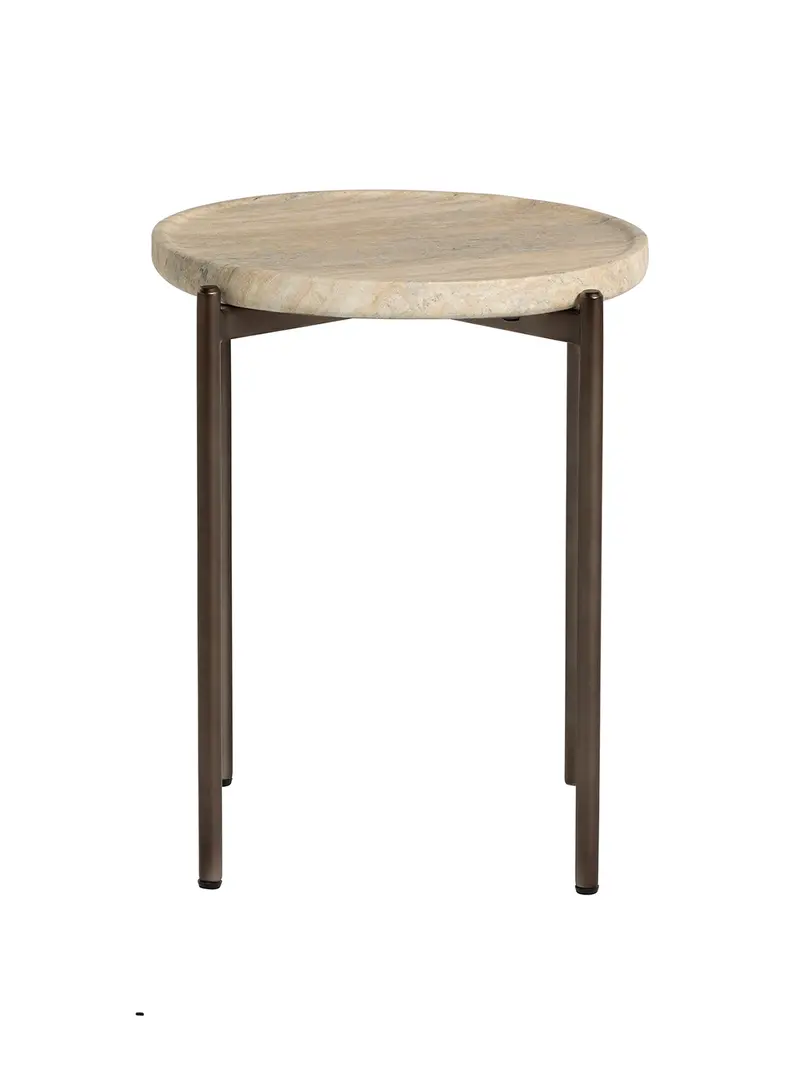 Ryde Dark Travertine Side Table Brown 1