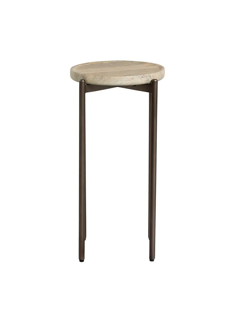 Ryde Travertine Side Table Brown 1