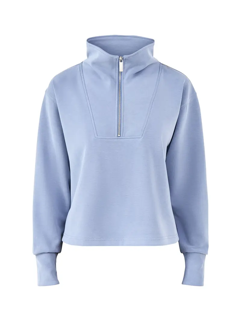 Sand Wash Half Zip Sweatshirt Blue 1