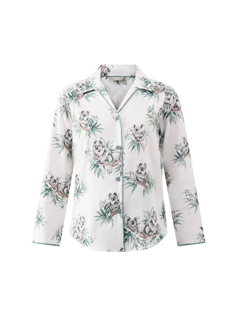 Sea Foam Green Koala Print Pyjama Top 1