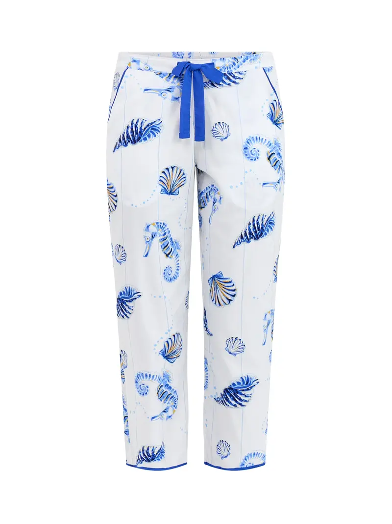 Sea Horse Stripe Cropped Pyjama Bottoms Blue 1