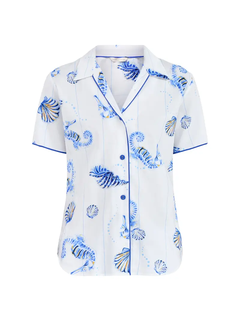 Sea Horse Stripe Pyjama Top Blue 1