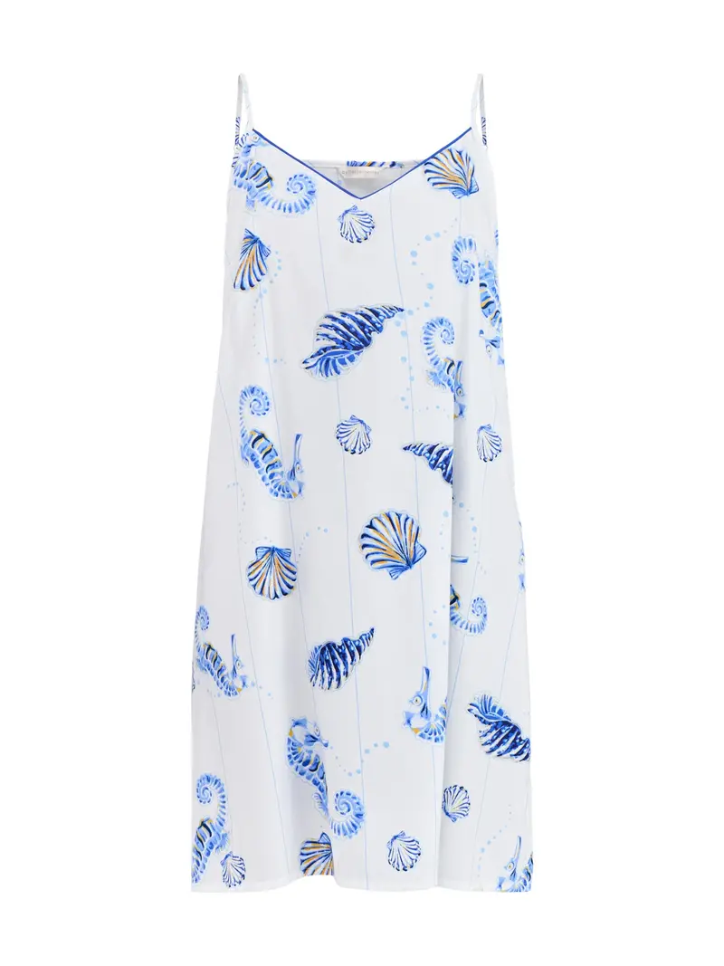 Sea Horse Stripe Short Nightdress Blue 1
