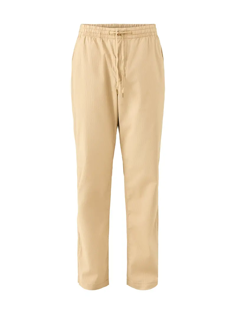 Seersucker Drawstring Trousers Beige 1