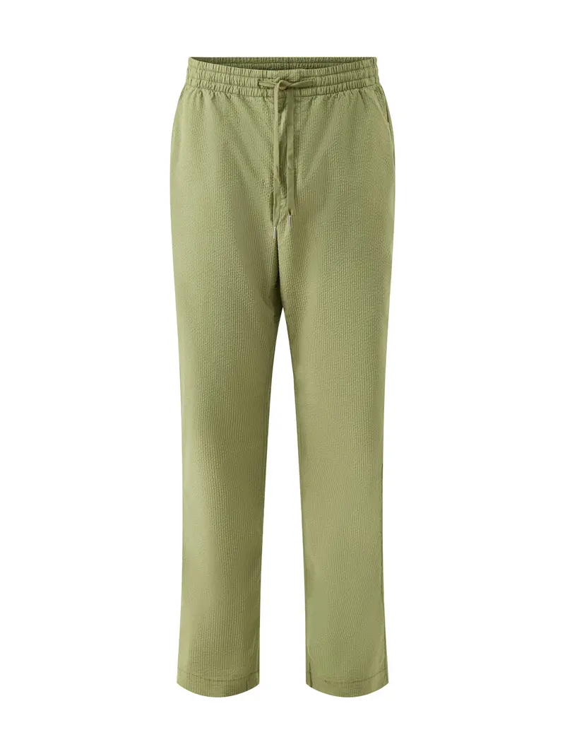 Seersucker Drawstring Trousers Olive 1