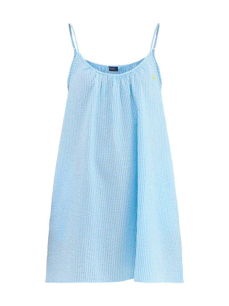 Seersucker Sleep Dress Blue 1
