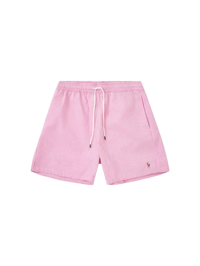 Seersucker Stripe Swim Shorts Pink 1