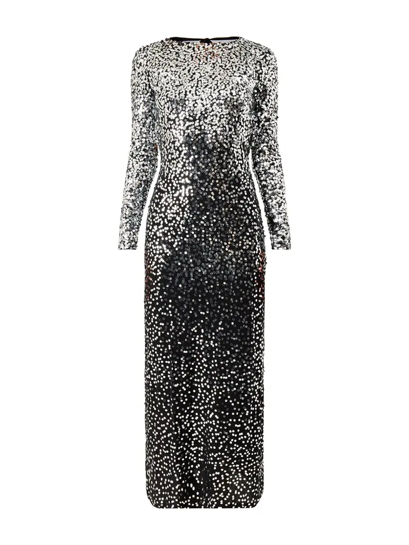 Sequin Ombre Long Sleeve Maxi Gown 1