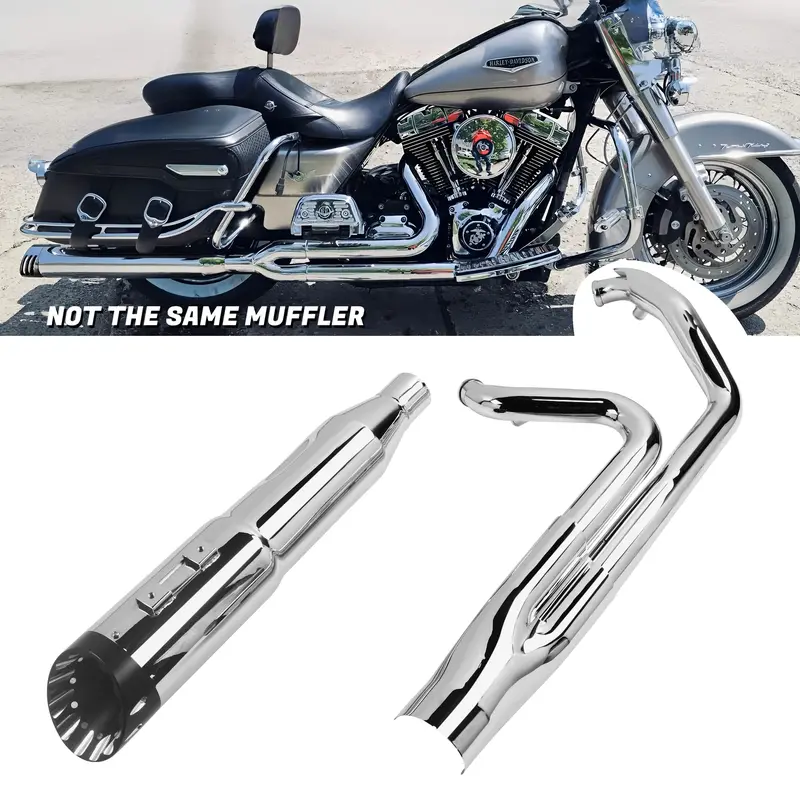 Sharkroad 2 Into 1 Exhaust With 5 Inch Slip On Muffler For Harley Davidson Touring 1995-2016 1