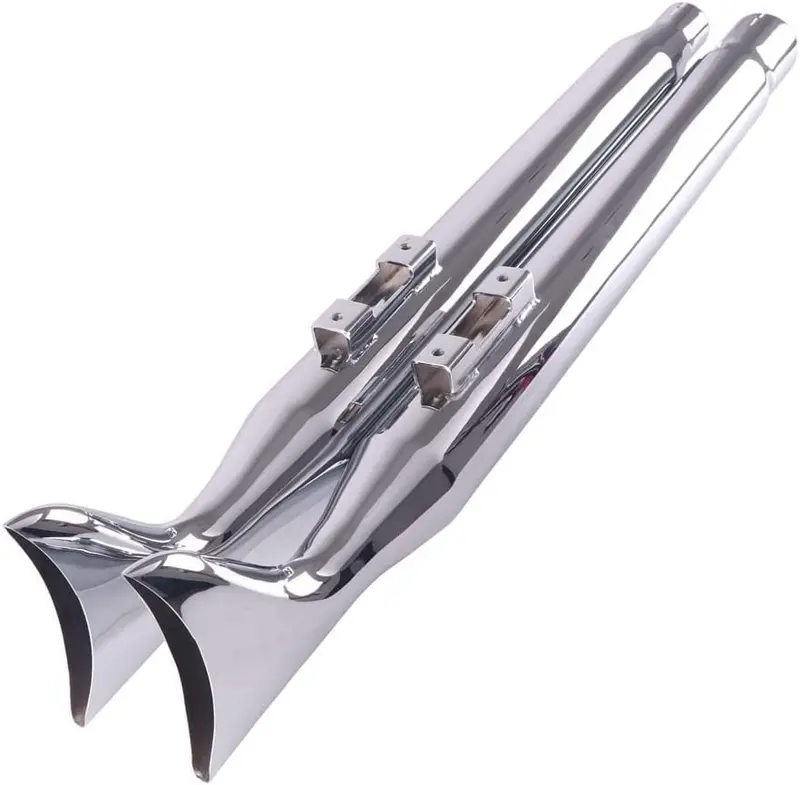 Sharkroad 36" Chrome Fishtail Slip-On Muffler For 2017-Up Harley Touring - Get The Classic Look And Thunderous Sound You Desire! 1