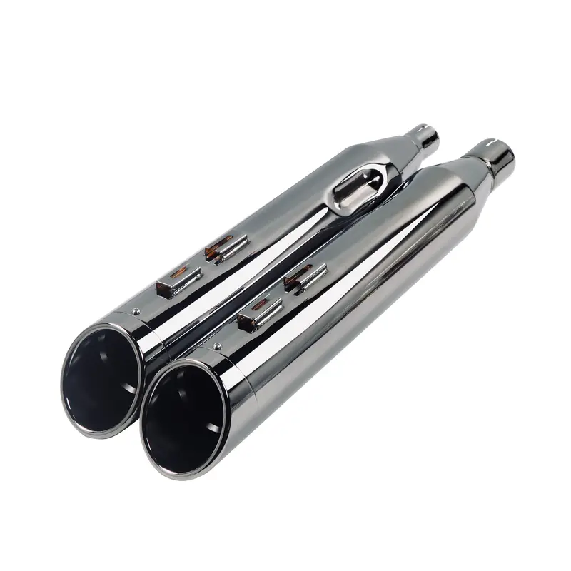 Sharkroad 4.5 Cal Slip-On Mufflers For 1995-Up Harley Touring - Torched Chrome 1