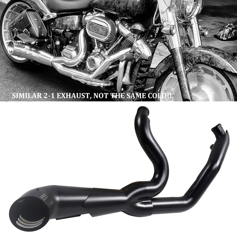 Sharkroad Black 2 Into 1 Exhaust For Harley Softail Exhaust 1985-2017 Models Power Improving 1