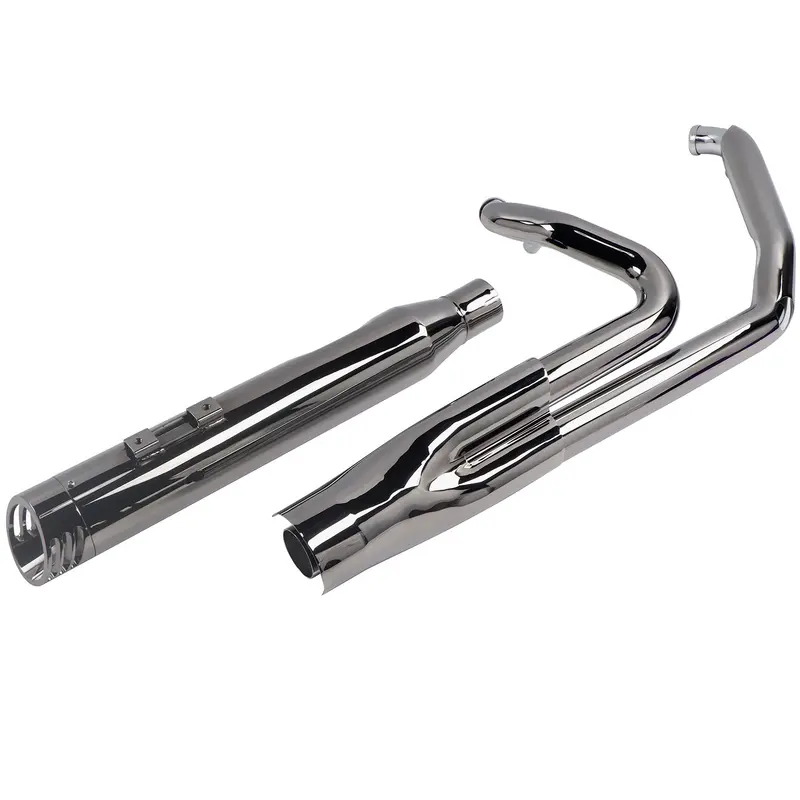 Sharkroad Black Chrome 2 Into 1 Exhaust System 4" Muffler For 2017-2024 Harley Touring 1