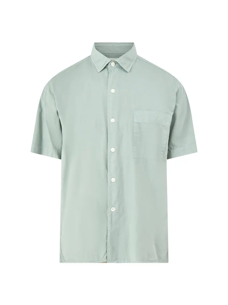 Short Sleeve Cotton Shirt Green 1