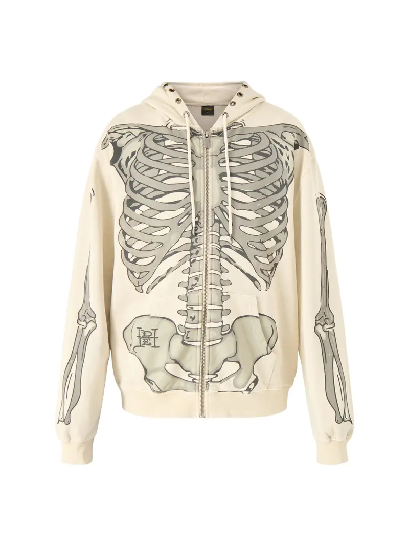 Skeleton Acid Zip Hoodie Ecru 1