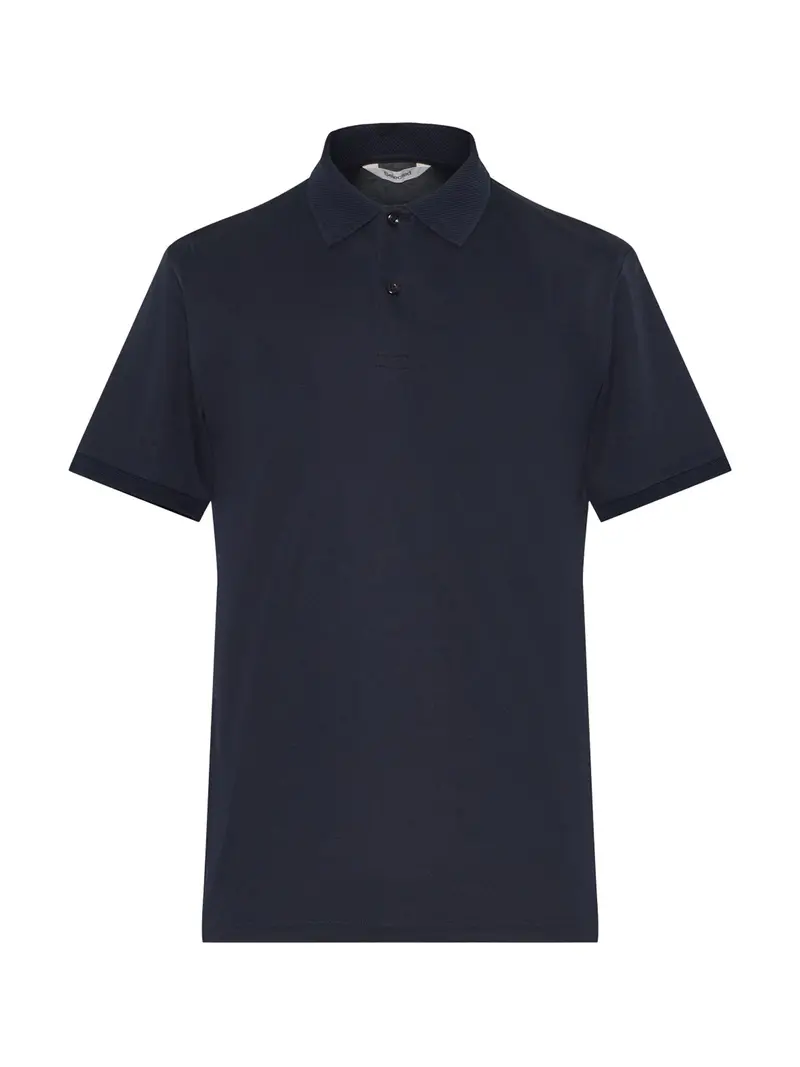 Slhfave Button Short Sleeve Polo Blue 1