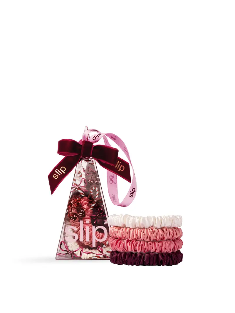 Slip Pure Silk Skinny Scrunchie Ornament Candy Cane Set Of 4 1