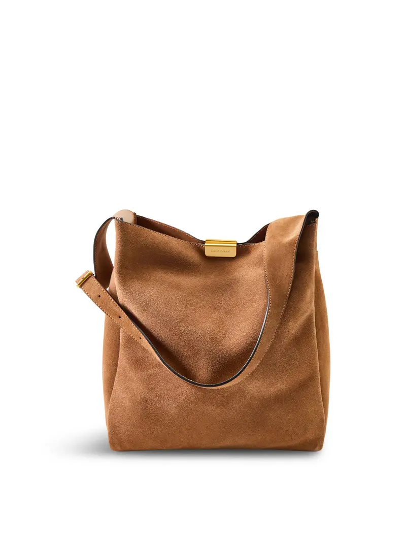 Slouch Leather Shoulder Tote Bag Brown 1