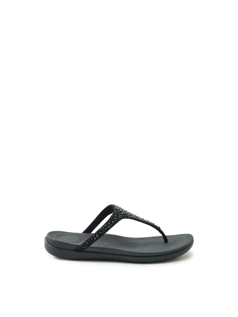 Solay Mixed-Crystal Toe-Post Sandals Black 1