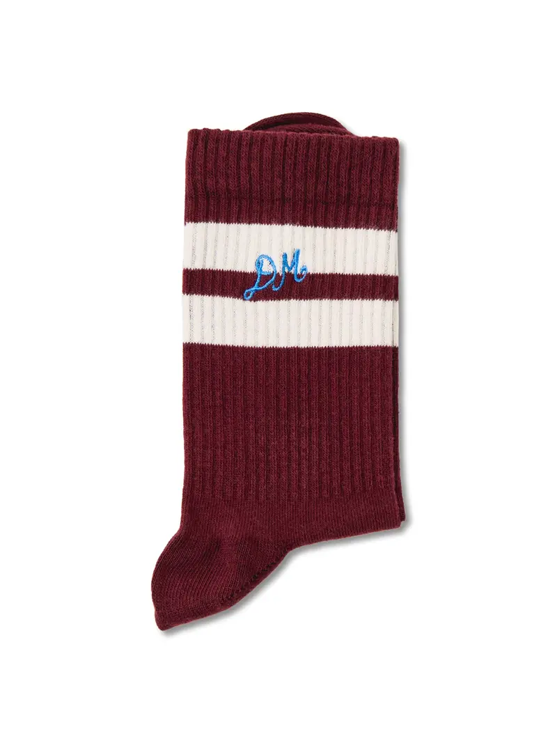 Sporty Stripe Calf Socks Burgundy 1