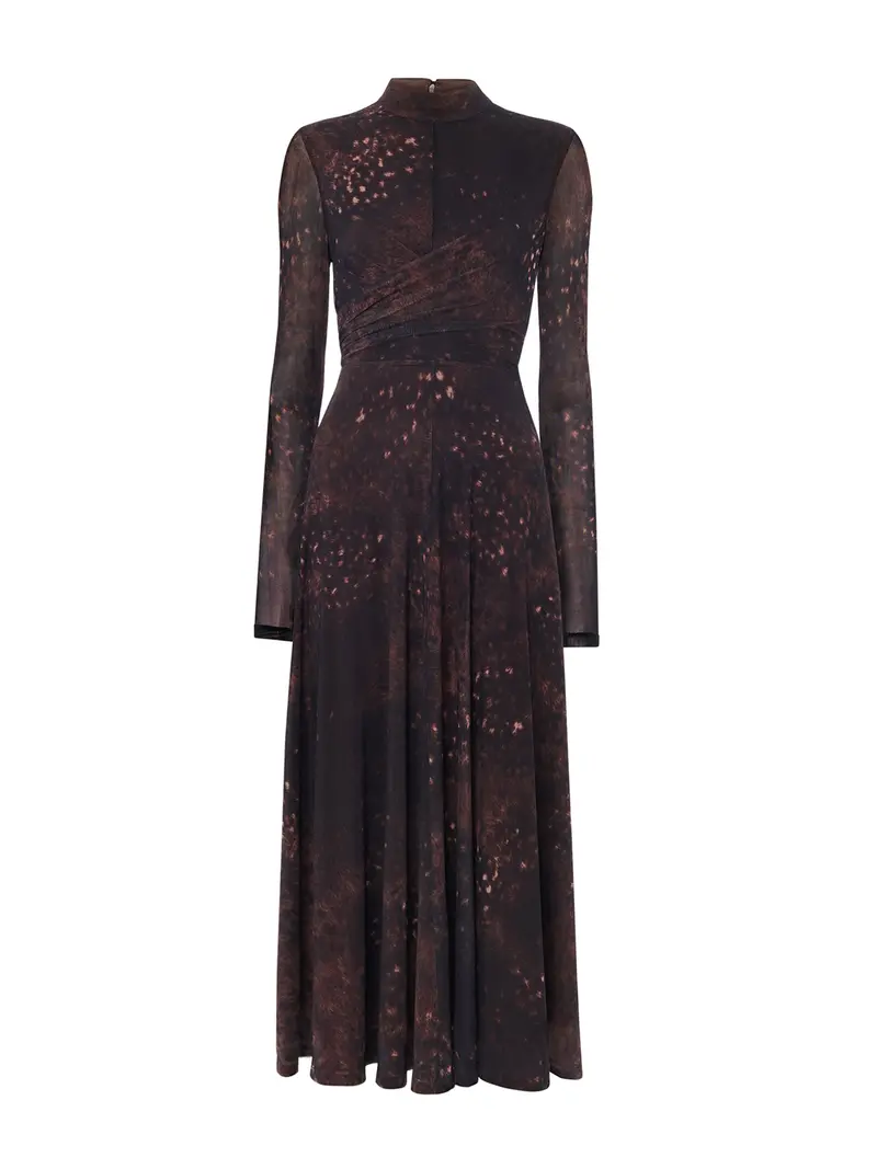 Spotted Animal Mesh Dress Brown 1