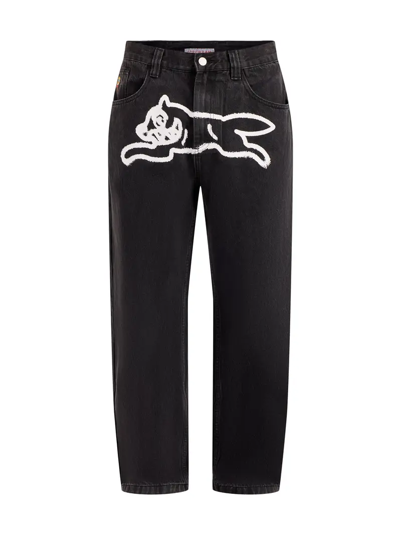 Spray Paint Running Dog Denim Pant Black 1