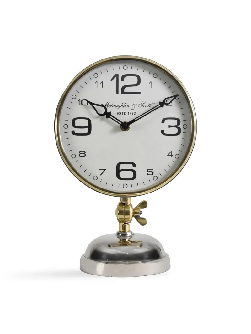 Stollard Silver Mantel Clock With Gold Accents 1