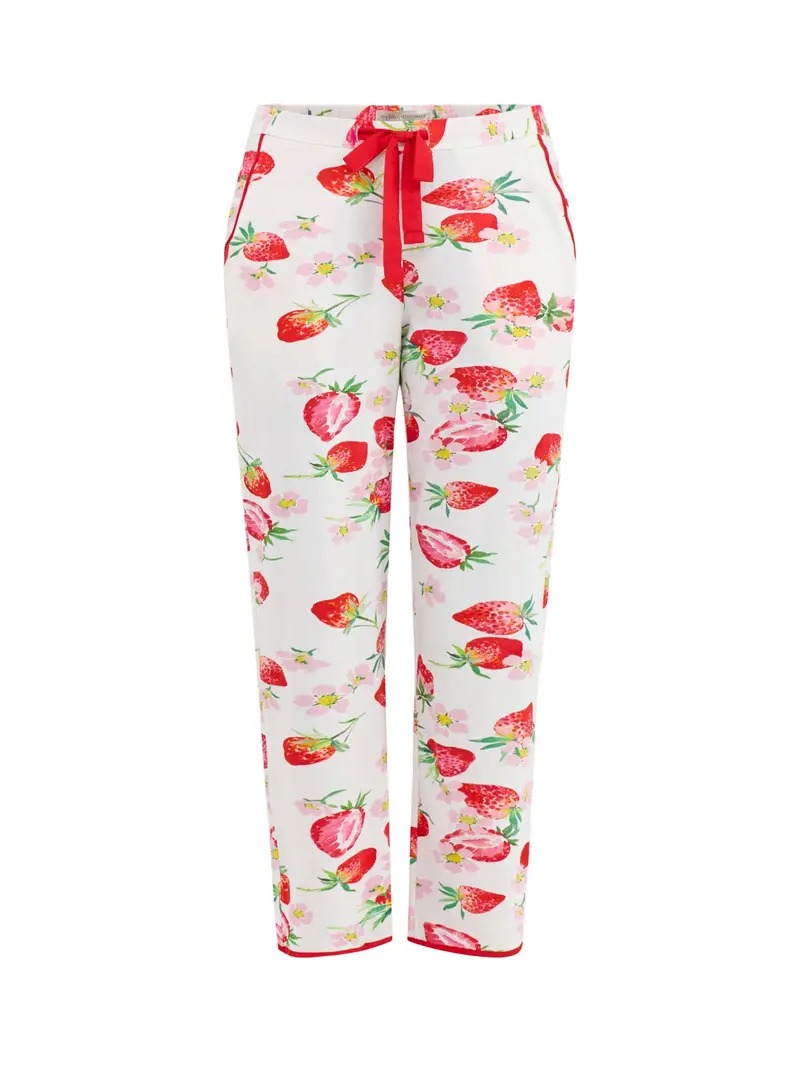 Strawberry Print Cropped Pyjama Bottoms Red 1