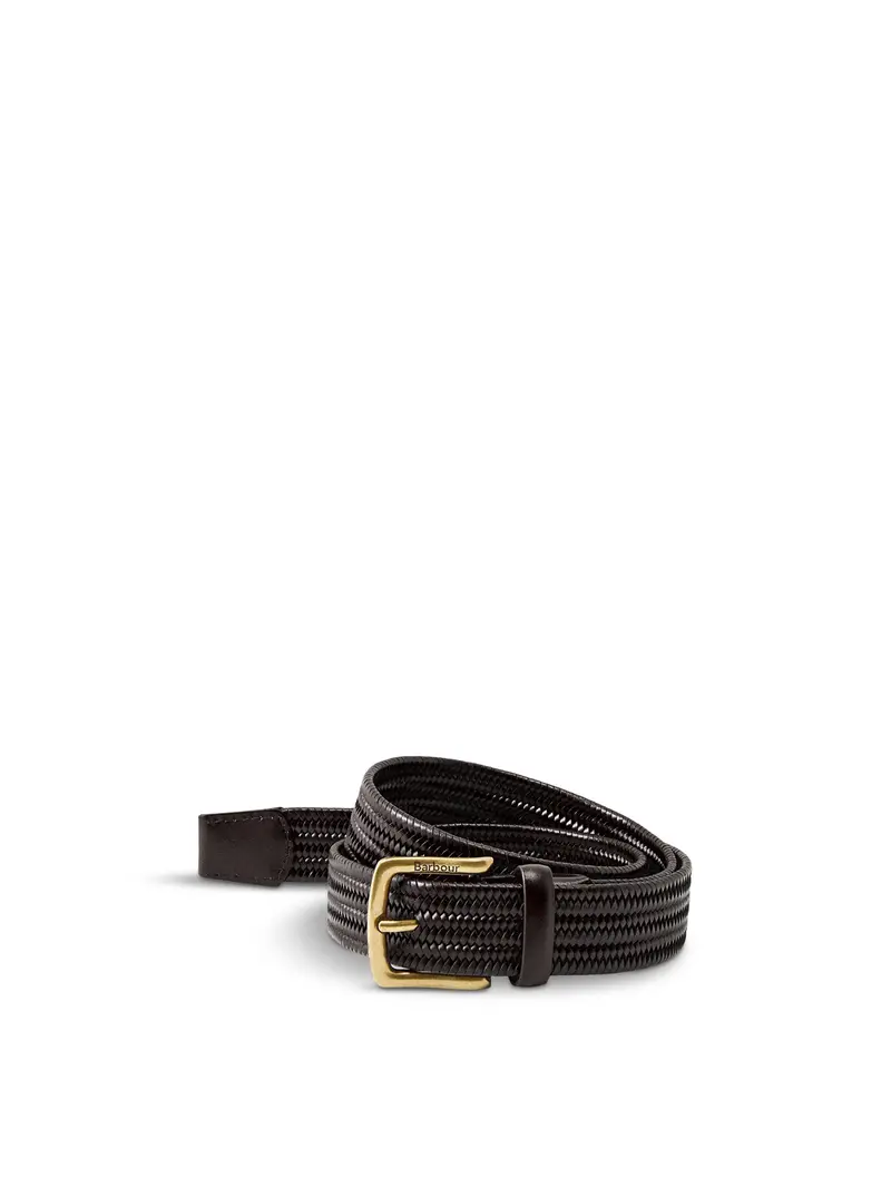 Stretch Leather Woven Belt Black 1