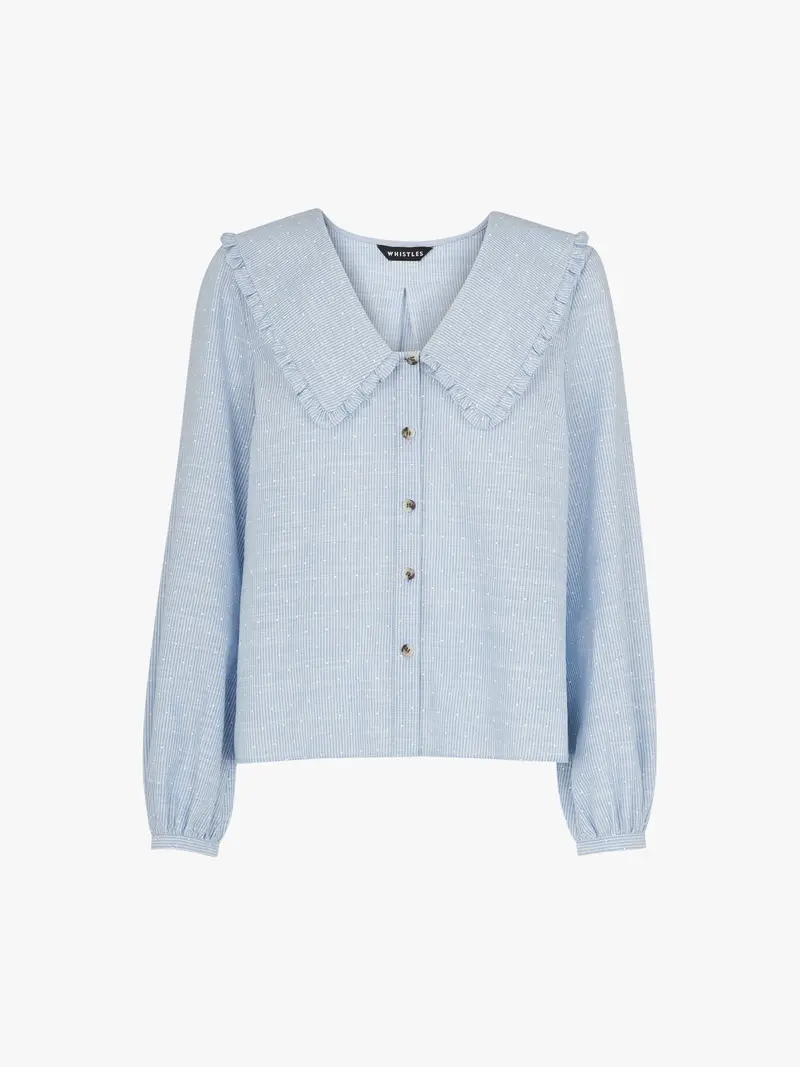 Stripe Spot Collar Detail Top 1
